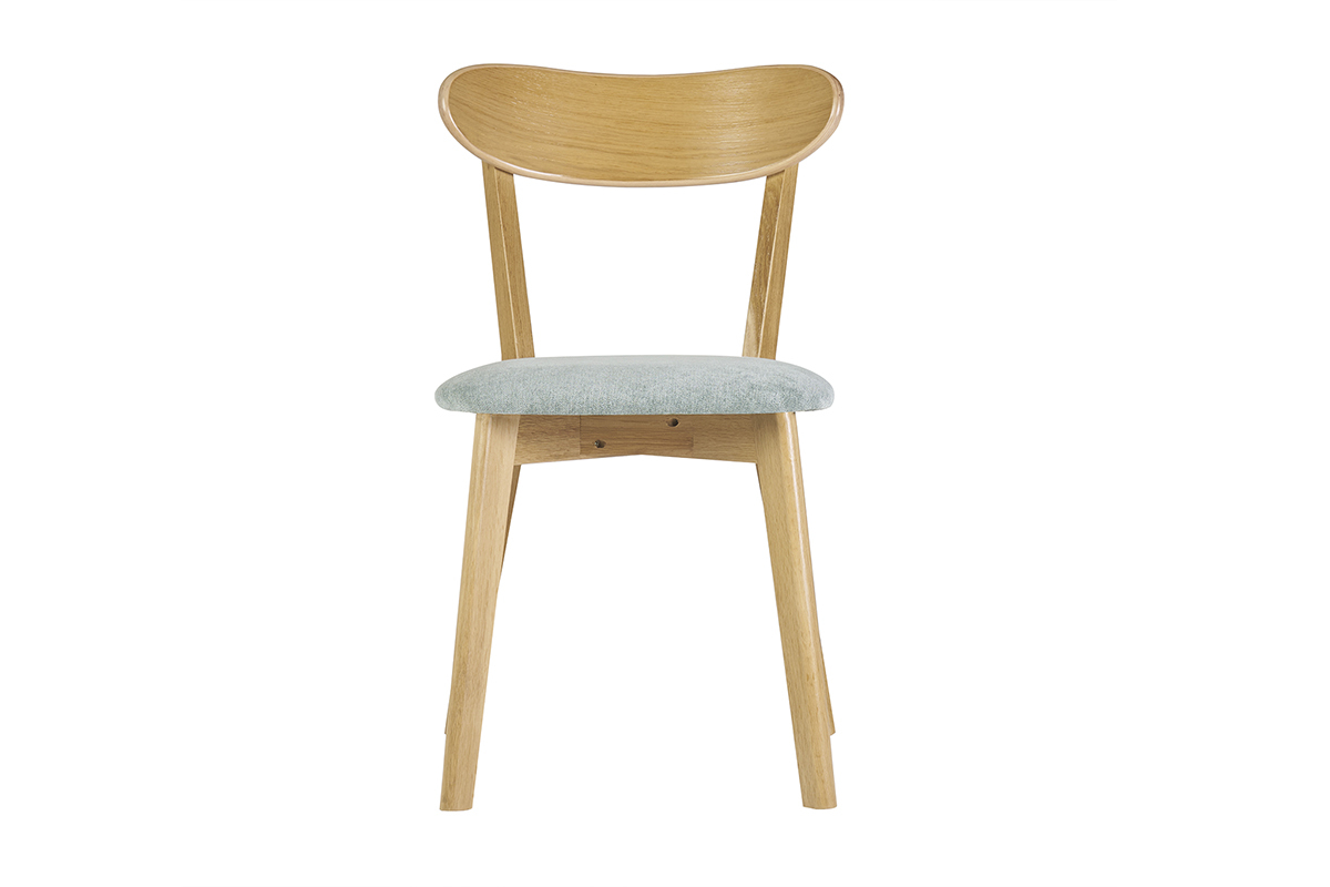 Vintage-Sthle aus hellem Holz mit Eichenfurnier und Stoff mit strukturiertem Samteffekt in Seladongrn (2er-Set) DOVE