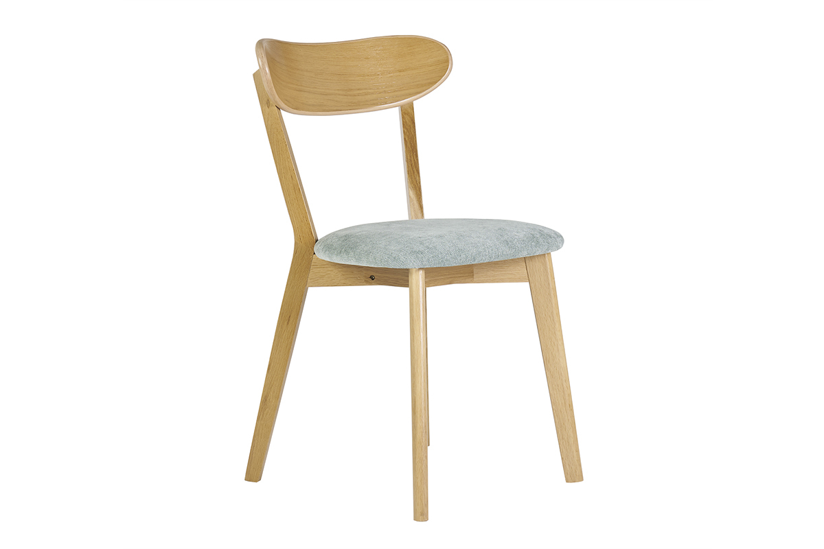 Vintage-Sthle aus hellem Holz mit Eichenfurnier und Stoff mit strukturiertem Samteffekt in Seladongrn (2er-Set) DOVE