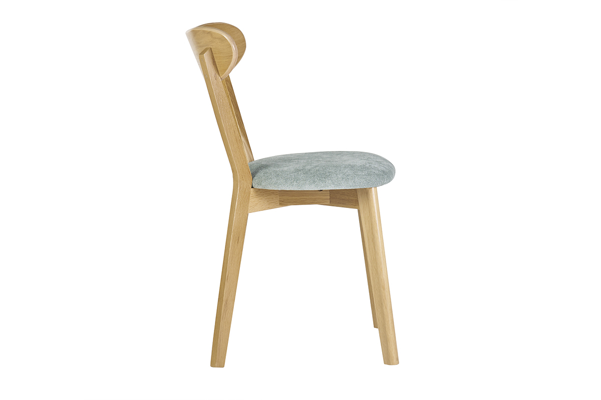 Vintage-Sthle aus hellem Holz mit Eichenfurnier und Stoff mit strukturiertem Samteffekt in Seladongrn (2er-Set) DOVE