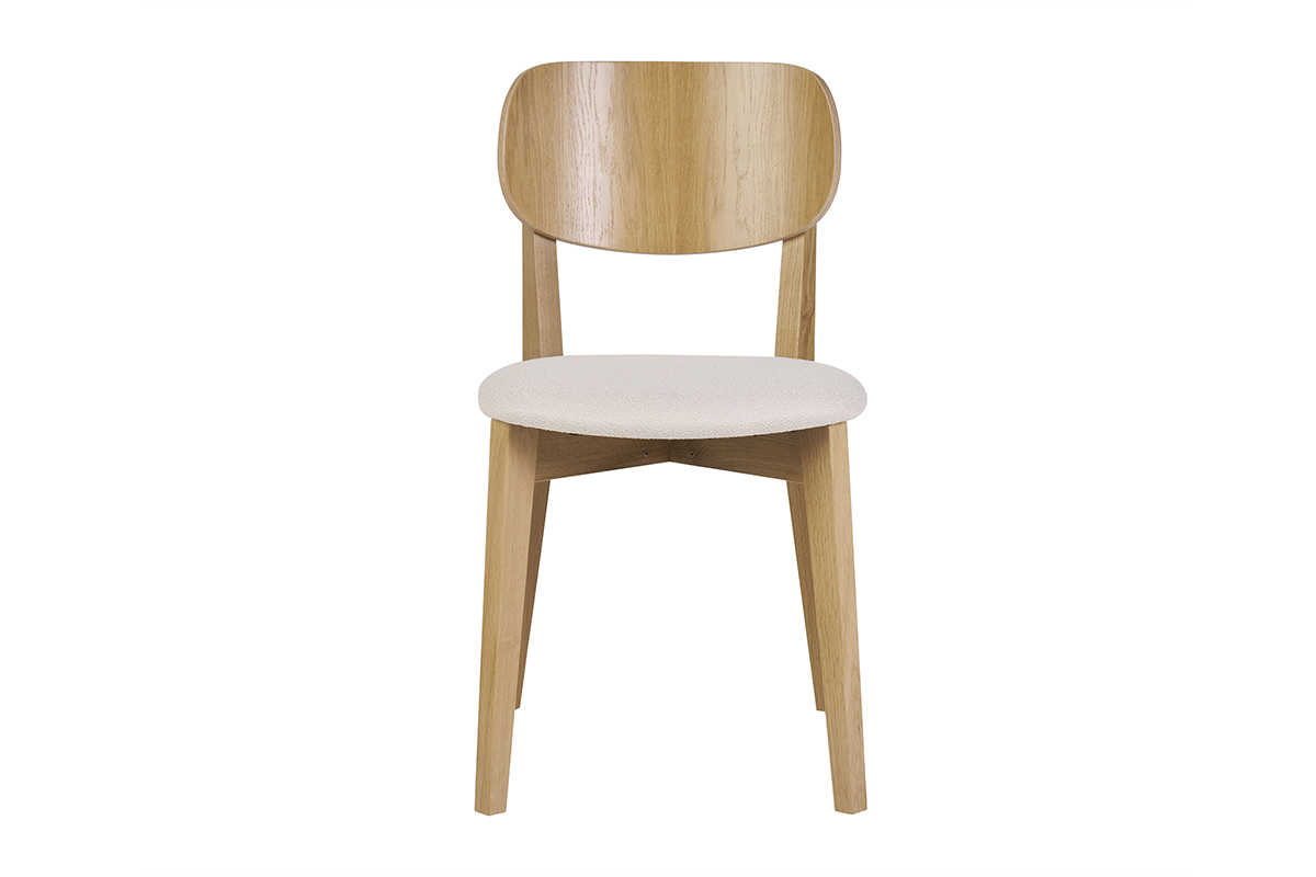 Vintage-Sthle aus hellem Holz mit Eichenfurnier und weiem Stoff mit strukturiertem Samteffekt (2er-Set) LUCIA