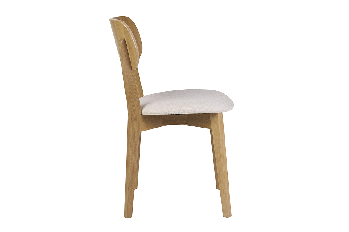 Vintage-Sthle aus hellem Holz mit Eichenfurnier und weiem Stoff mit strukturiertem Samteffekt (2er-Set) LUCIA