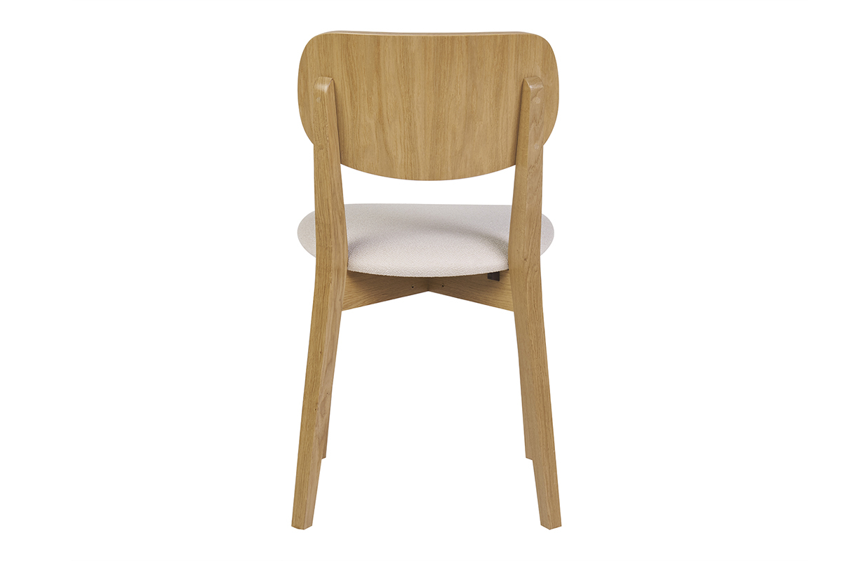 Vintage-Sthle aus hellem Holz mit Eichenfurnier und weiem Stoff mit strukturiertem Samteffekt (2er-Set) LUCIA