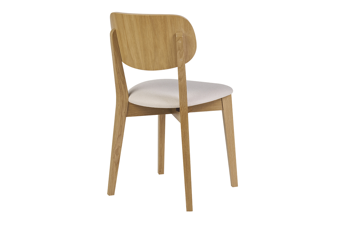 Vintage-Sthle aus hellem Holz mit Eichenfurnier und weiem Stoff mit strukturiertem Samteffekt (2er-Set) LUCIA