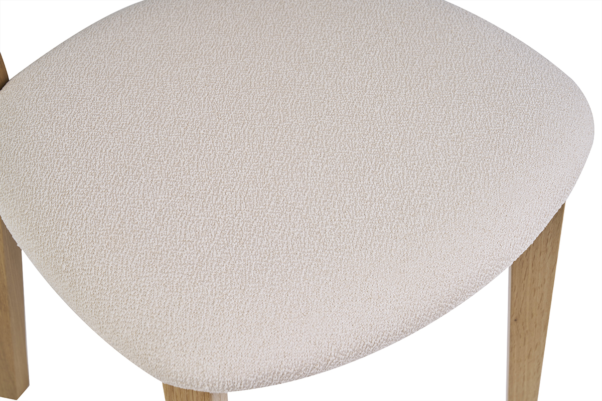 Vintage-Sthle aus hellem Holz mit Eichenfurnier und weiem Stoff mit strukturiertem Samteffekt (2er-Set) LUCIA