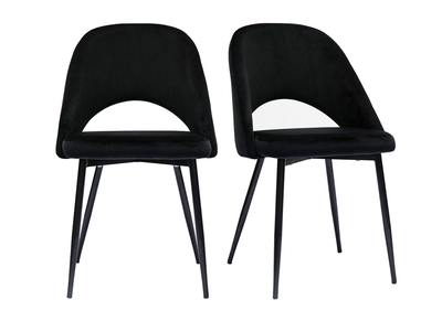 Vintage-Stühle aus schwarzem Samt mit Beinen aus Metall 2er-Set COSETTE