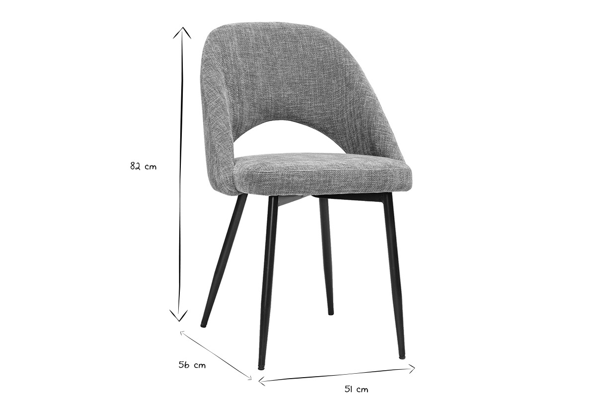 Vintage-Stuhl aus schwarz-wei�em Stoff mit den Abmessungen: H82 cm, B56 cm, T51 cm.