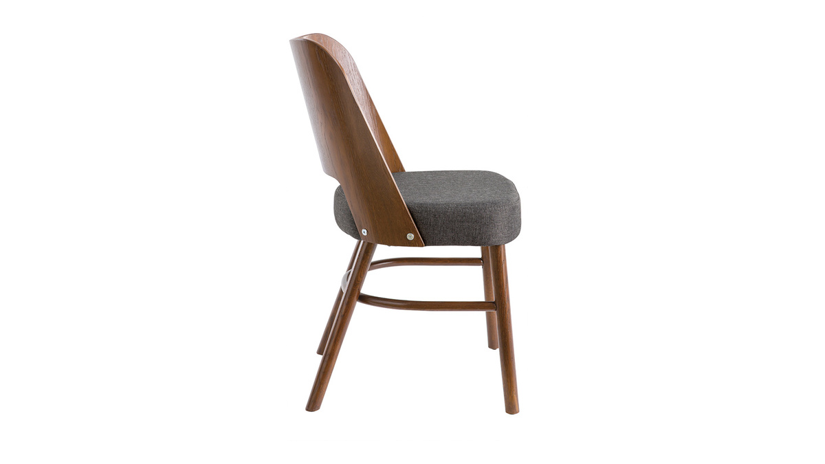 Vintage-Stühle dunkles Holz und dunkelgraue Sitzfläche (2er-Set) EDITO