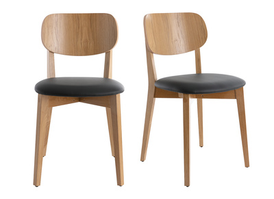Vintage-Stühle Eichenholz und schwarze Sitzfläche (2er-Set) LUCIA