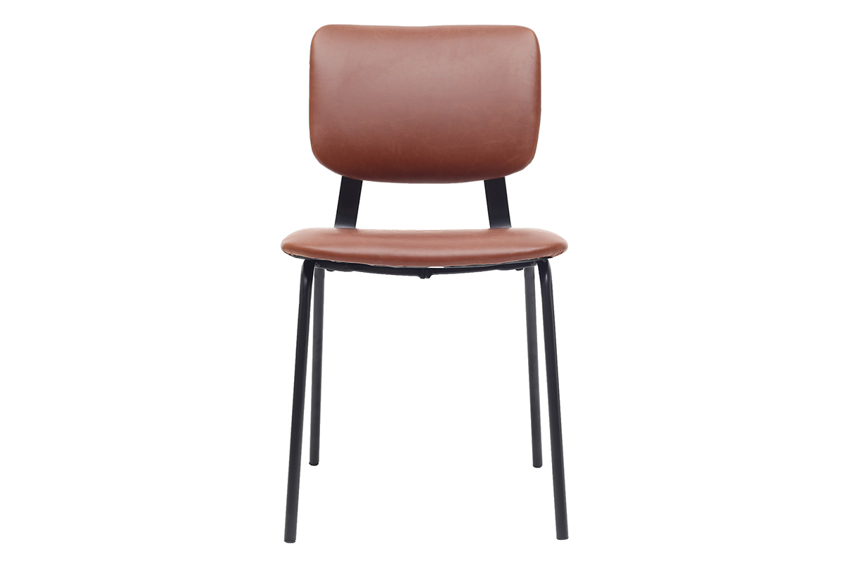 Vintage-St�hle Hellbraun mit Beinen aus schwarzem Metall 2er-Set LAB