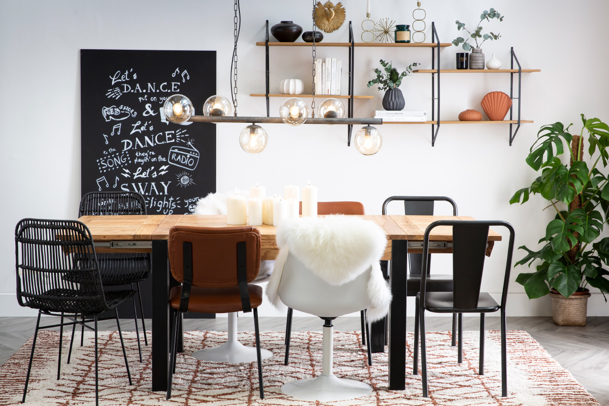 Vintage-St�hle Hellbraun mit Beinen aus schwarzem Metall 2er-Set LAB