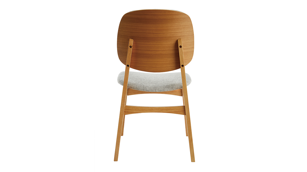 Vintage-Stühle mit hellgrauem Stoff und hellem Holz (2er-Set) SOQUETTE