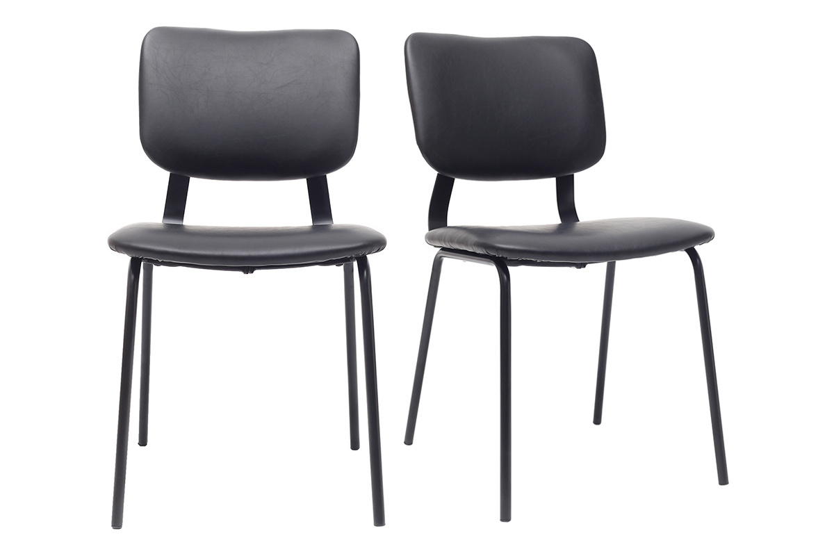 Vintage-St�hle Schwarz mit Metall-Beinen 2er-Set LAB