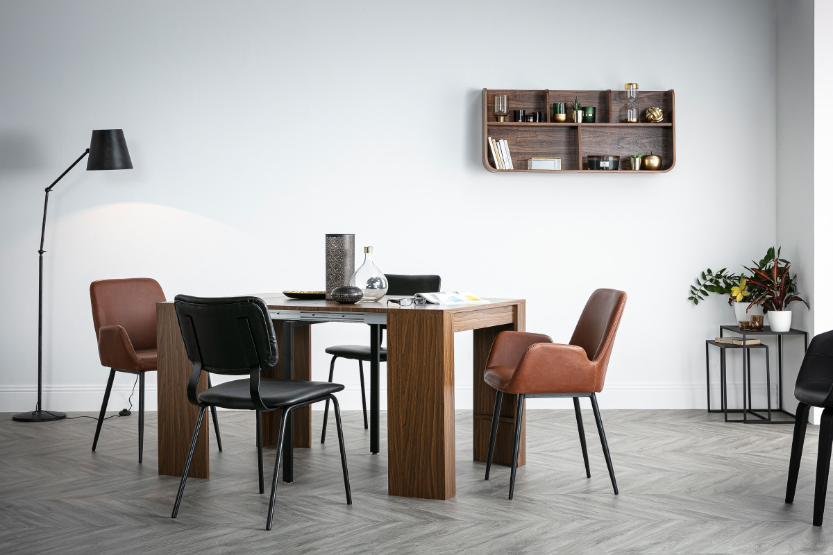 Vintage-St�hle Schwarz mit Metall-Beinen 2er-Set LAB