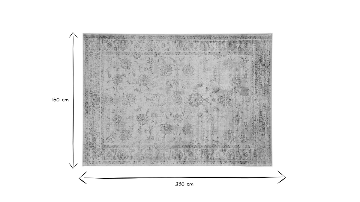 Vintage-Teppich aus Viskose mit grauem Muster 160x230 cm RYAD