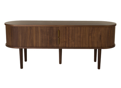 Vintage TV-M&ouml;bel aus dunklem Holz, Nussbaum mit Stauraum, 2 Schiebet&uuml;ren L138 cm EPIC