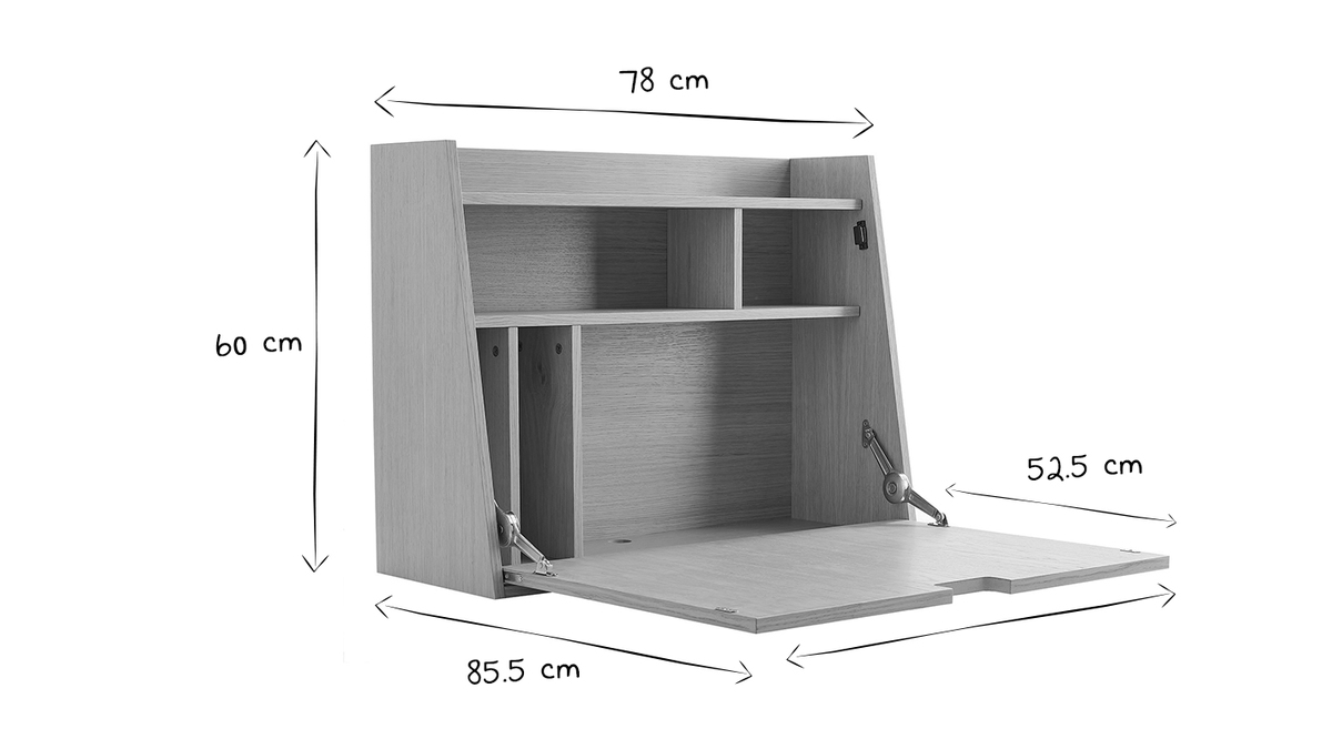 Vintage-Wandschreibtisch mit Ablage B78 cm GABIN