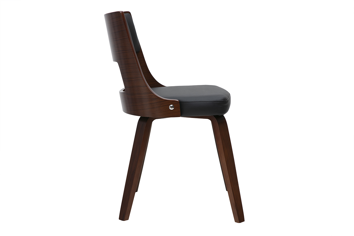 Vintagestuhl Schwarz und Dunkles Holz GARBO