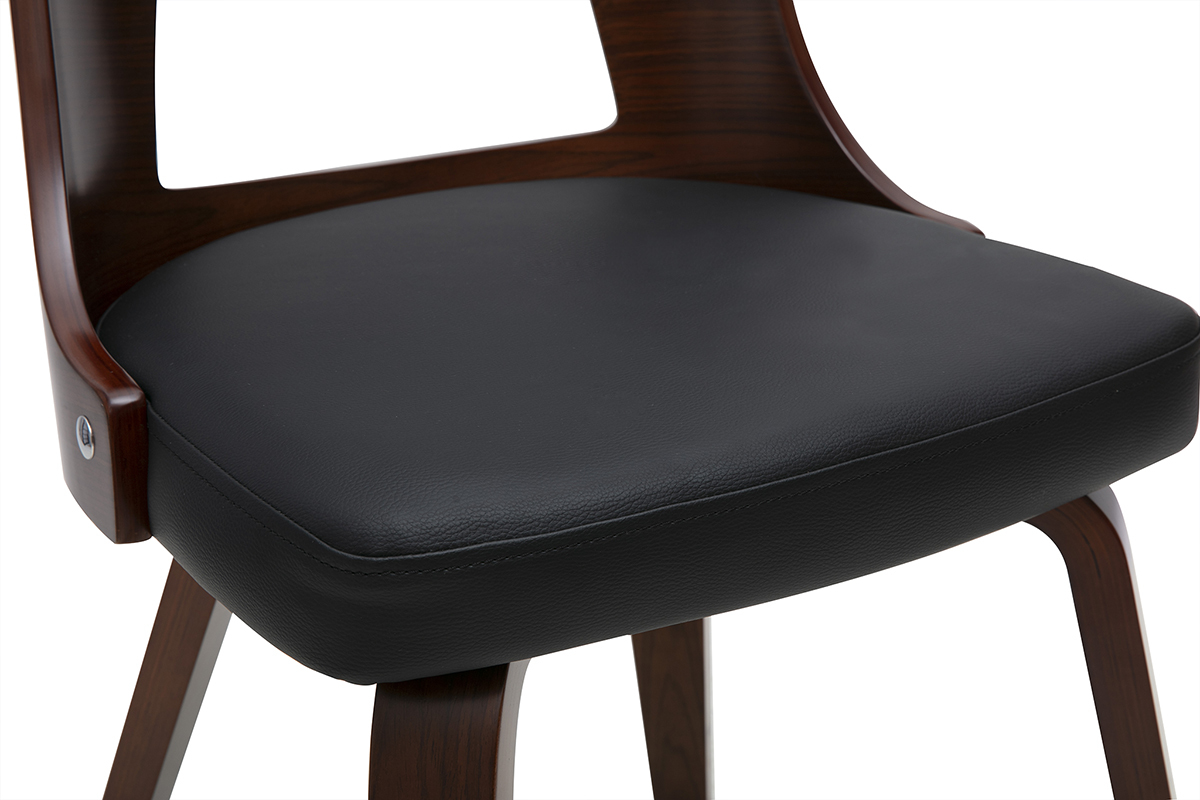 Vintagestuhl Schwarz und Dunkles Holz GARBO