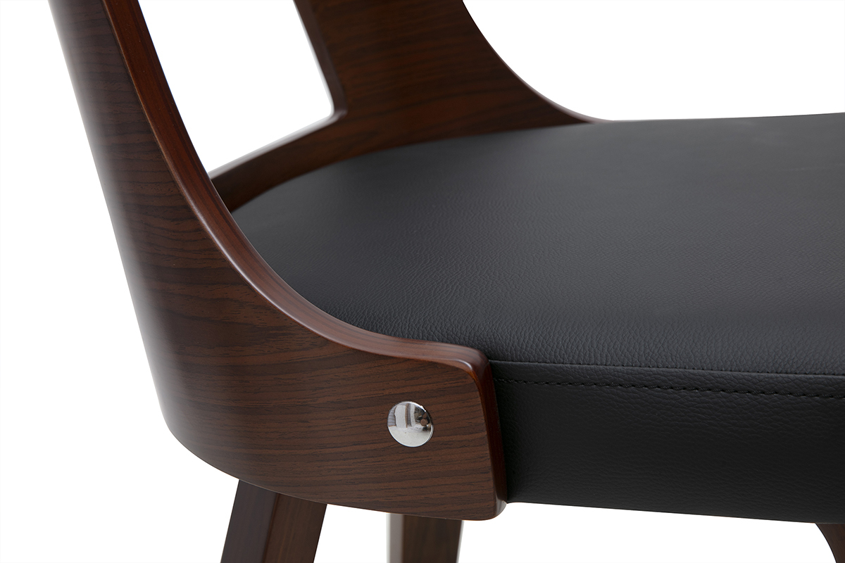 Vintagestuhl Schwarz und Dunkles Holz GARBO