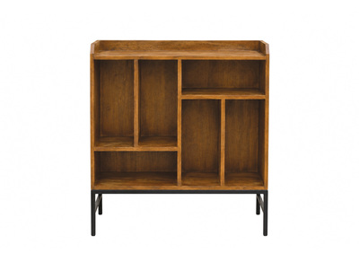 Vinyl-Aufbewahrungsbuffet aus Massivholz und schwarzem Metall L76 cm BLUES
