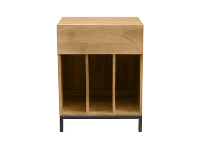 Vinyl-Aufbewahrungsm&ouml;bel aus Massivholz und schwarzem Metall L50 cm YPSTER