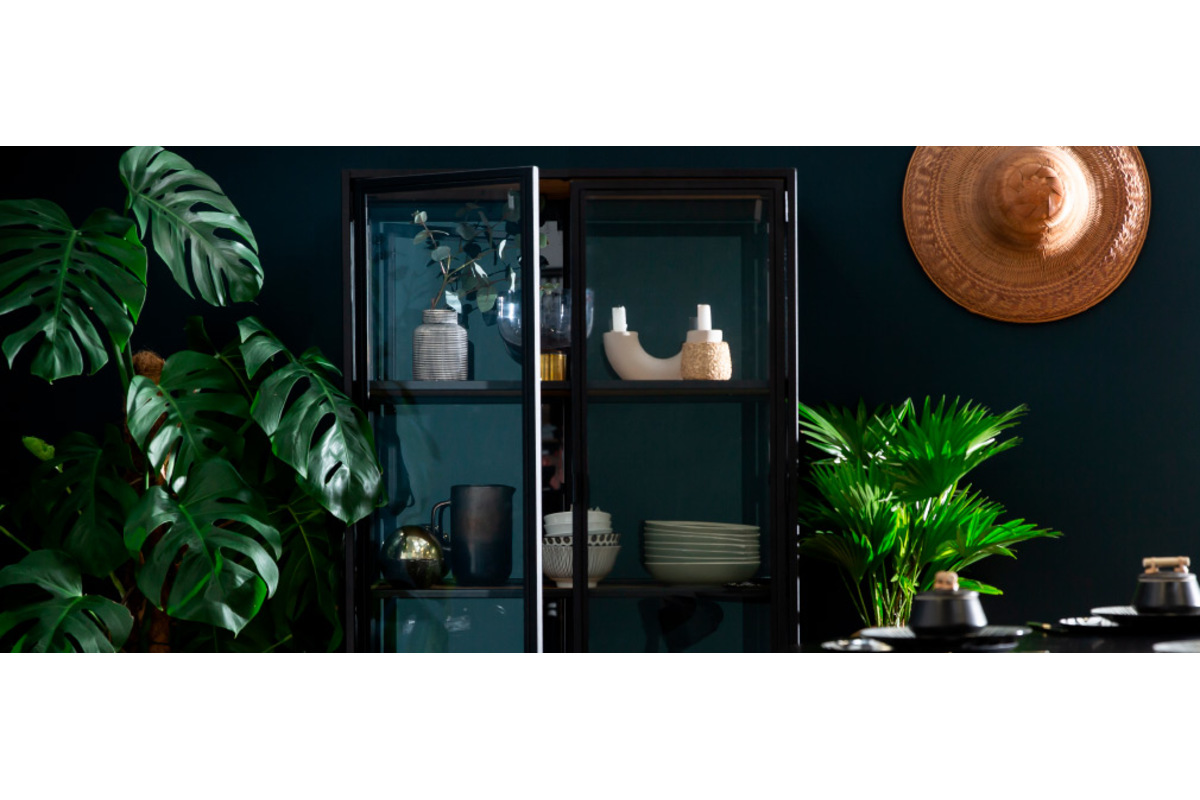 Vitrine aus Glas, Holz und Metall H150 cm - TRESCA