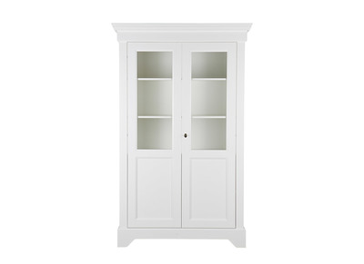 Vitrinenschrank aus massivem Kiefernholz Wei&szlig; KANPA