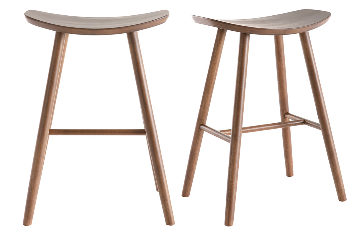 Walnuss Barhocker H65 cm (2er Set) DEMORY