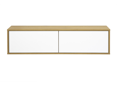Wand-TV-M&ouml;bel in wei&szlig;er Ausf&uuml;hrung und hellem Eichenholz L120 cm FLEXO