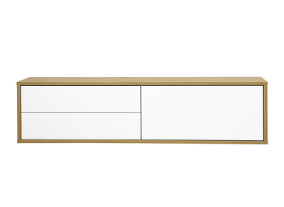 Wand-TV-M&ouml;bel mit wei&szlig;er Oberfl&auml;che und hellem Eichenholz L120 cm FLEXO