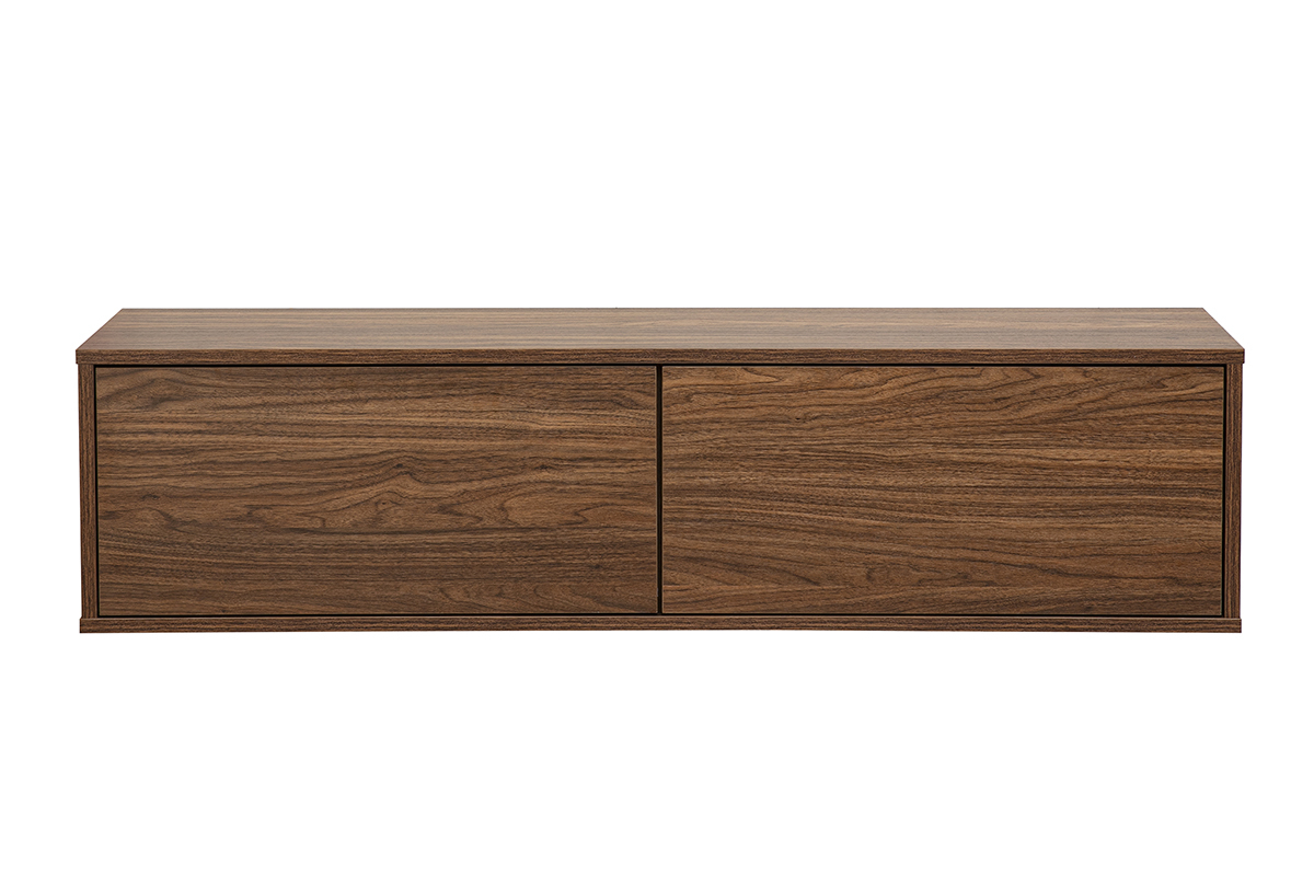Wand-TV-M�bel aus dunklem Walnussholz, Frontansicht, Ma�e L120 x T30 x H30 cm