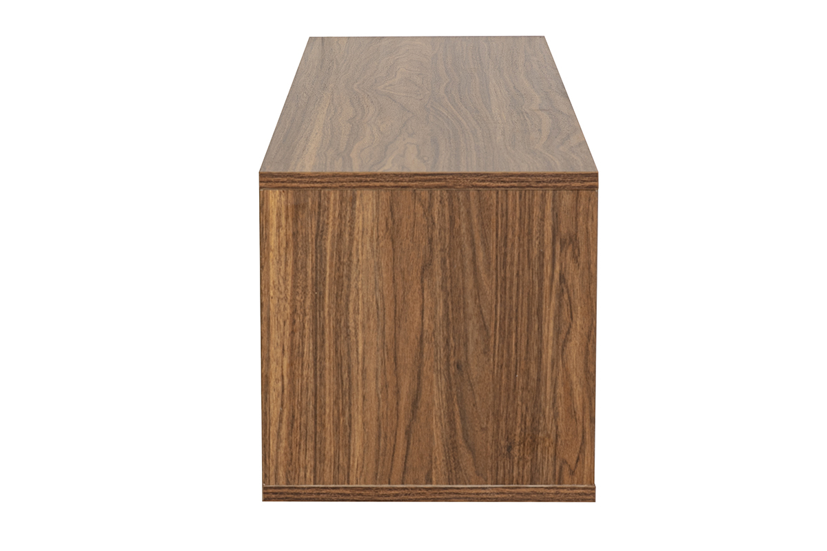 Wand-TV-M�bel aus dunklem Nussbaumholz, Seitenansicht, Ma�e L120 cm.