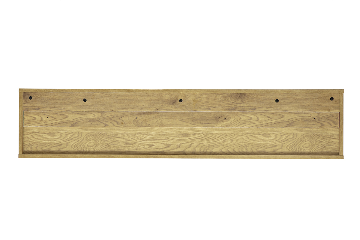 Wand-TV-M�bel in wei�er und heller Eichenholzoptik, R�ckansicht, L�nge 140 cm.