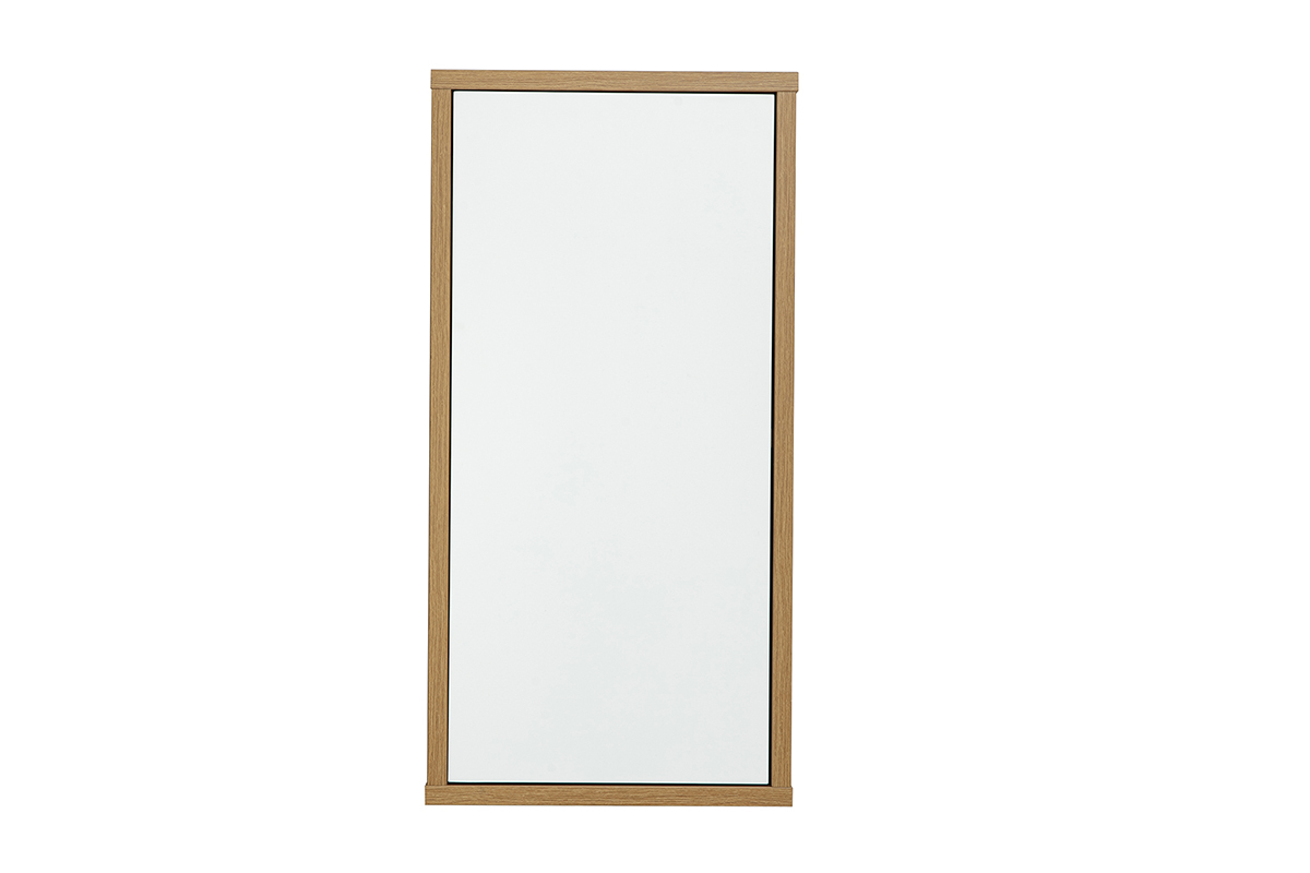 Vertikale Wandaufbewahrung aus hellem Holz und Wei�, Vorderansicht, Ma�e L30 cm.