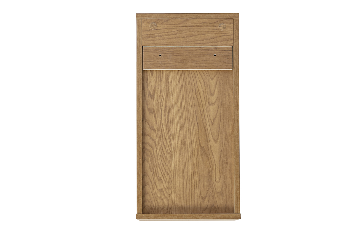 Wandregal aus hellem Eichenholz, R�ckansicht, Ma�e B30 x T30 x H60 cm.