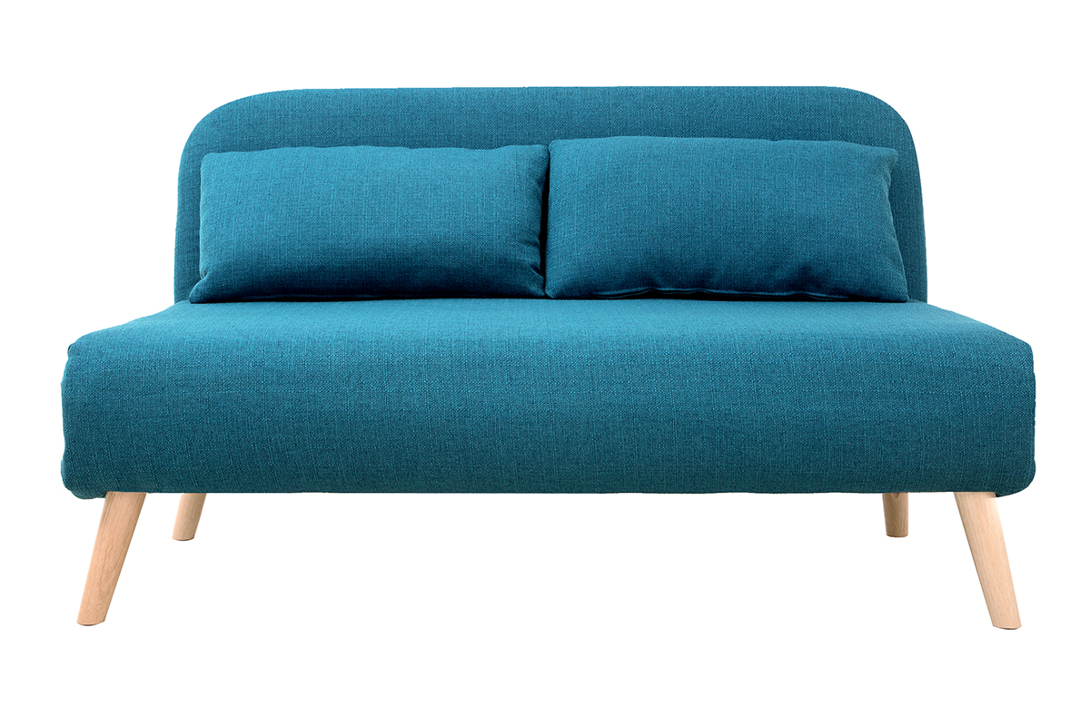 Wandelbare 2-Sitzer-Bank aus enteblauem Stoff AMIKO