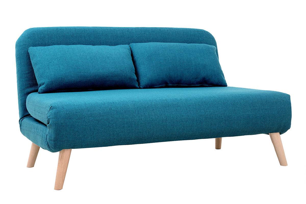 Wandelbare 2-Sitzer-Bank aus enteblauem Stoff AMIKO