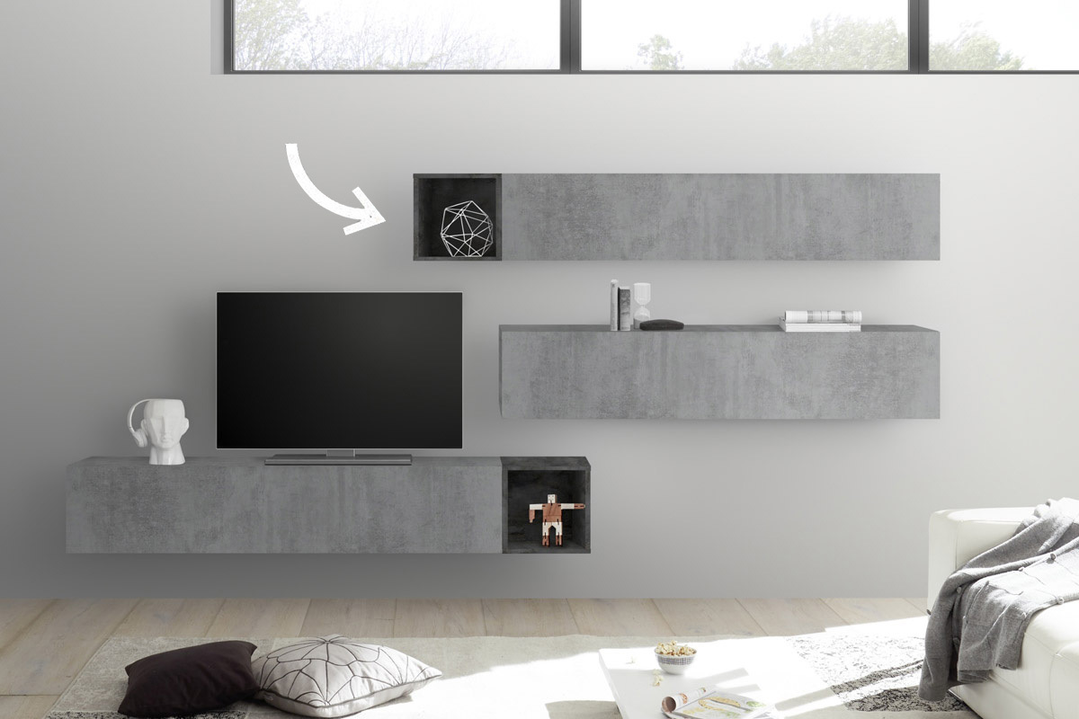 Wandelemente quadratisch glnzend grau lackiert (2er-Set) ETERNEL