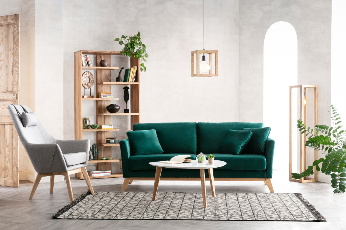 Wandgarderobe 5 Haken aus Massivholz und Metall Schwarz OBEL