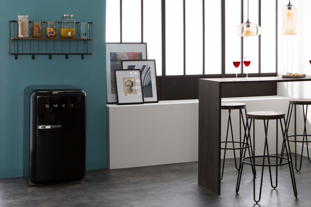 Wandgarderobe Metall Grau und Holz 85 cm MANUFACTURE