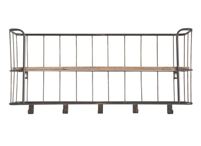 Wandgarderobe Metall Grau und Holz 85 cm MANUFACTURE - Wandgarderobe Metall Grau und Holz 85 cm MANUFACTURE