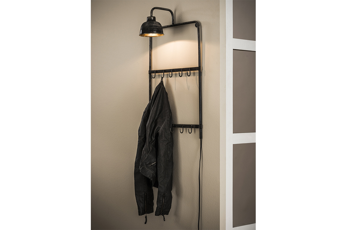 Wandgarderobe mit Lampe aus Metall Vintage MOBY