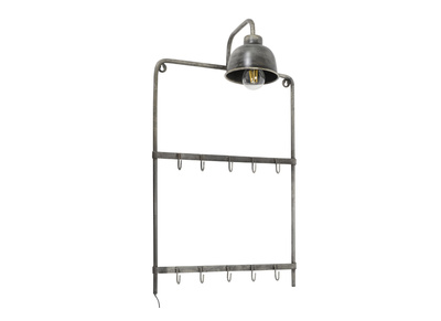 Wandgarderobe mit Lampe aus Metall Vintage MOBY - Wandgarderobe mit Lampe aus Metall Vintage MOBY