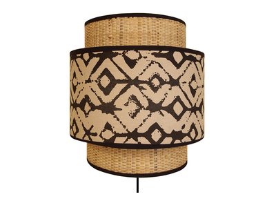 Wandleuchte aus Jute und bedrucktem Stoff beige und schwarz ZAZA - Wandleuchte aus Jute und bedrucktem Stoff beige und schwarz ZAZA