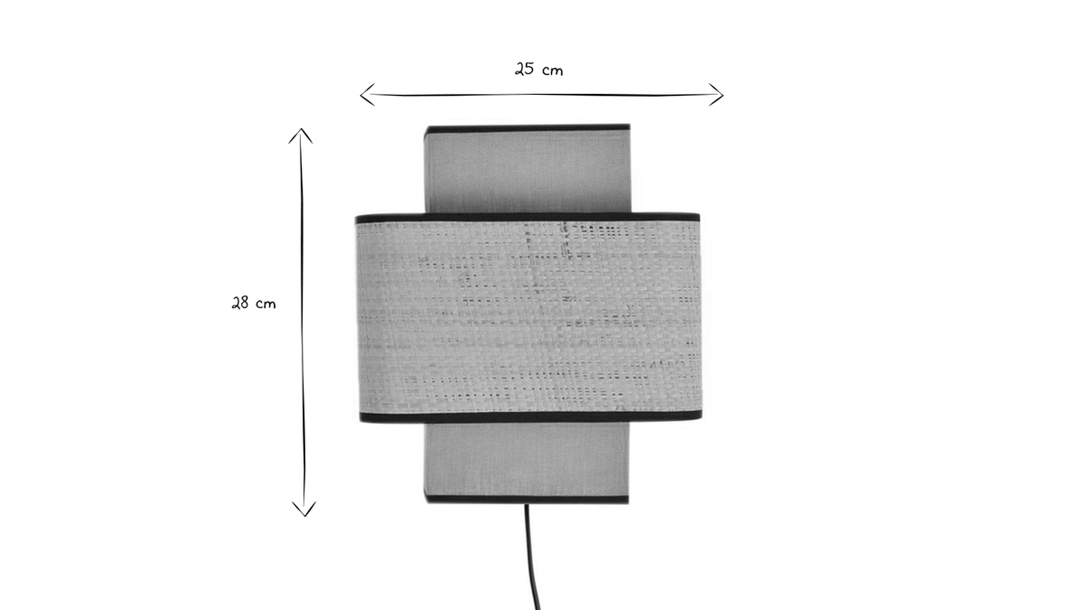 Wandleuchte aus rtlichem Leinen und Bast TERA
