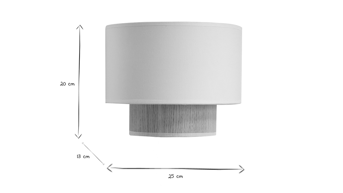 Wandleuchte aus sandfarbener Baumwolle und heller Eiche H20 cm SOLAR