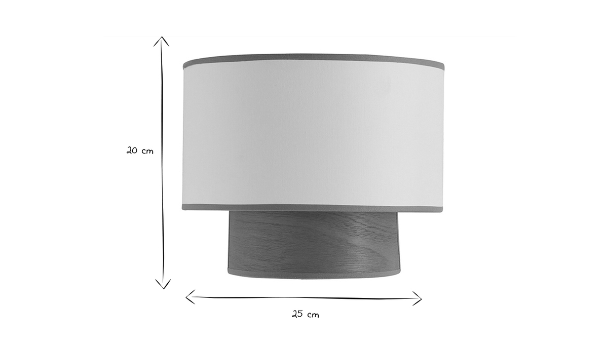 Wandleuchte aus sandfarbener Baumwolle und Mahagoni H20 cm SOLAR