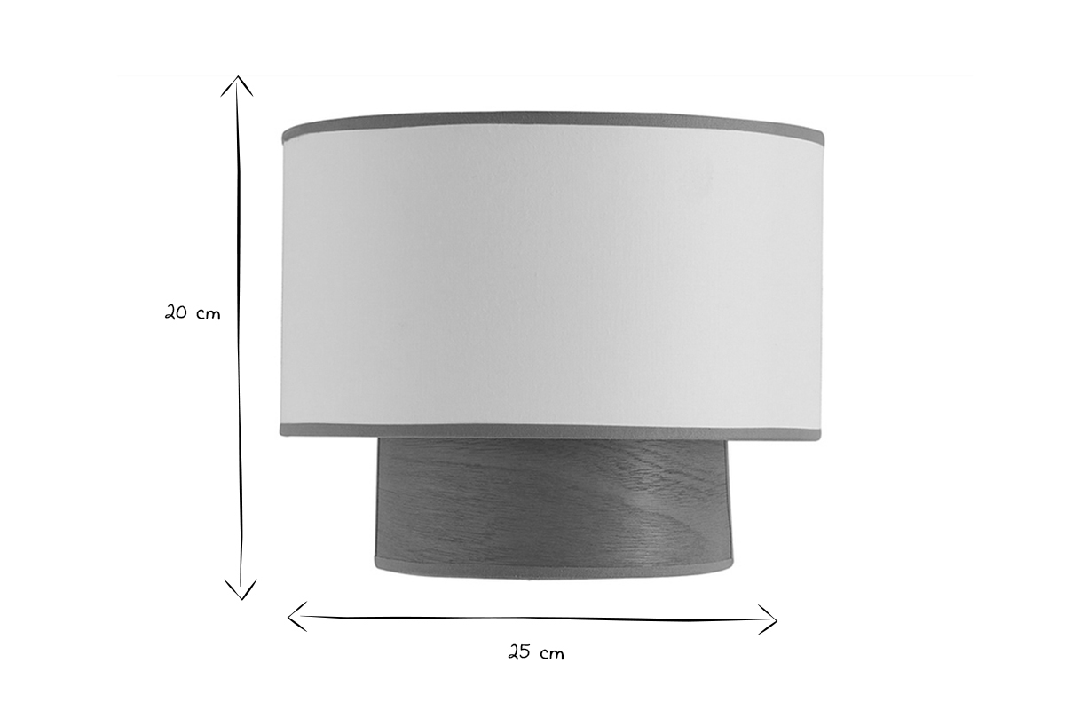 Wandleuchte aus sandfarbener Baumwolle und Mahagoni H20 cm SOLAR