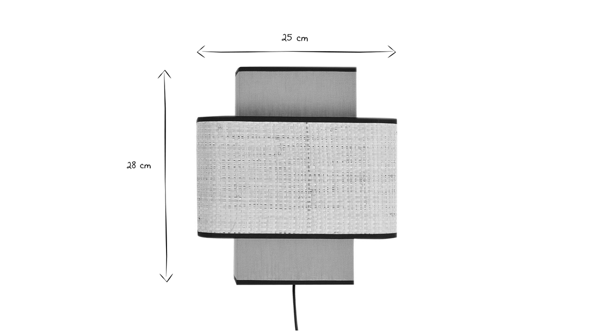 Wandleuchte aus senfgelbem Leinen und Bast TERA