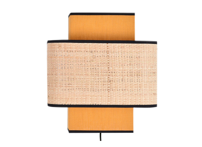 Wandleuchte aus senfgelbem Leinen und Bast TERA